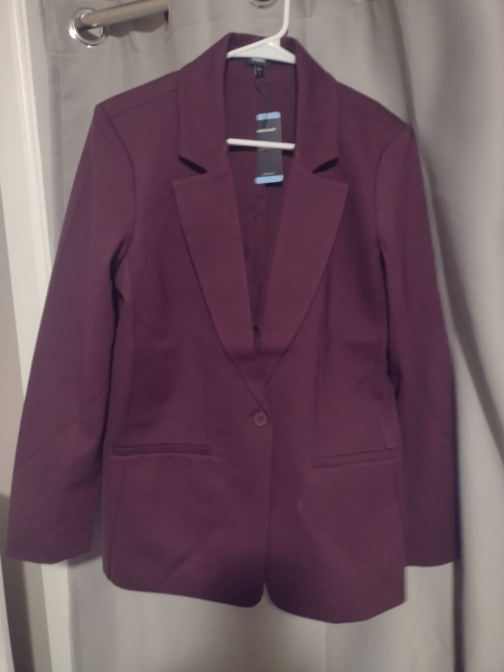 New Express Womens Burgundy Ponte Blazer double breasted single button front